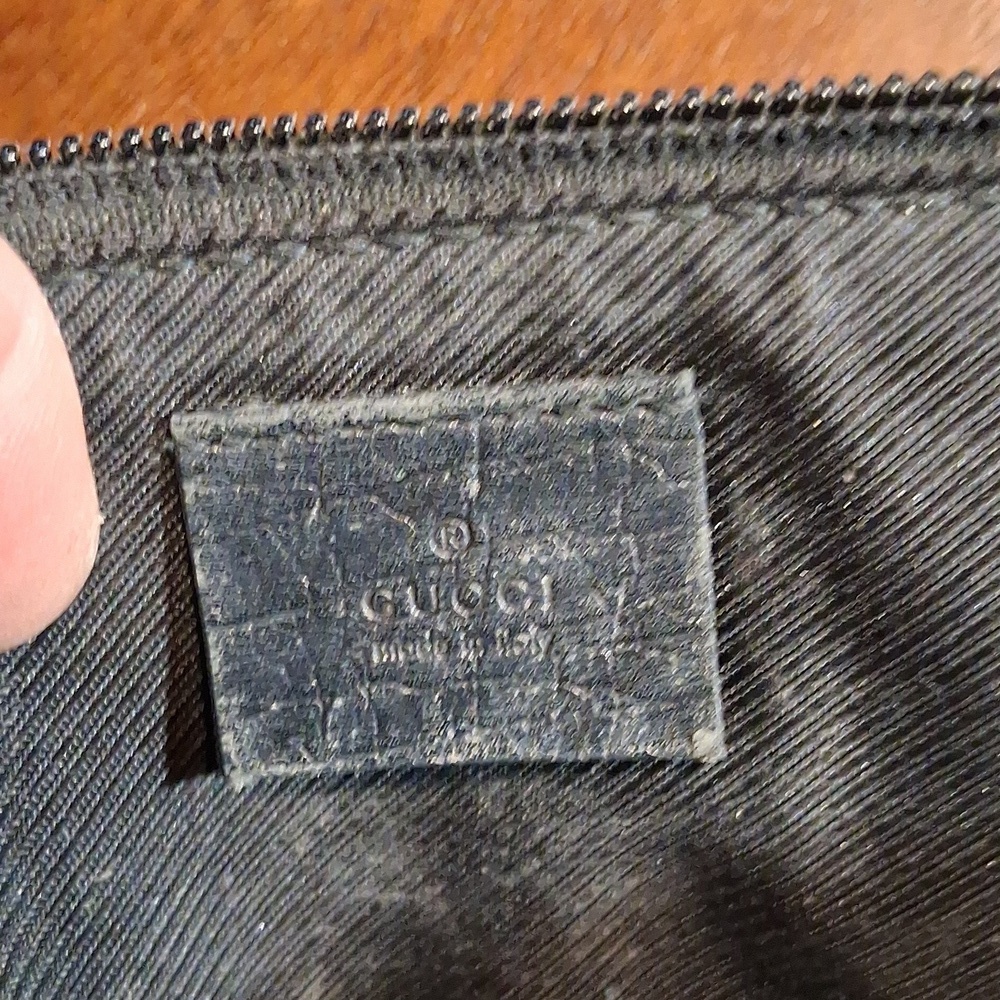 Authentic Gucci Vintage Hand Bag Pouch Purse GG Canvas Leather Black - Picture 15 of 16